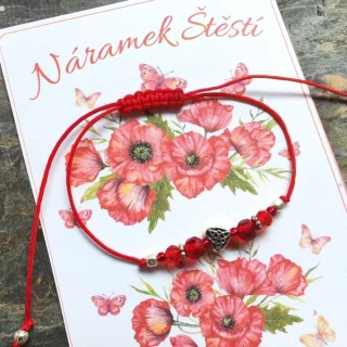 Jemný Shamballa náramek pro Štěstí se srdíčkem